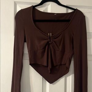 Brown Long Sleeve Women's Top